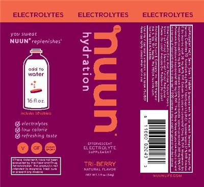 Photo of the Nuun Electrolytes Tri-Berry label