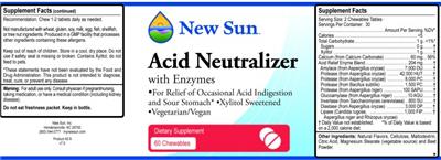 Photo of the New Sun Acid Neutralizer With Enzymes label