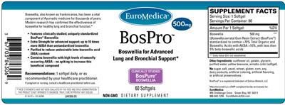 Photo of the EuroMedica BosPro 500 mg label