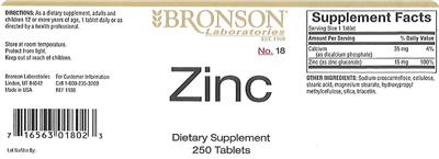 Photo of the Bronson Laboratories Zinc label