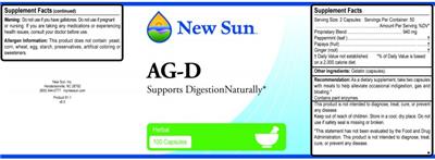 Photo of the New Sun AG-D label