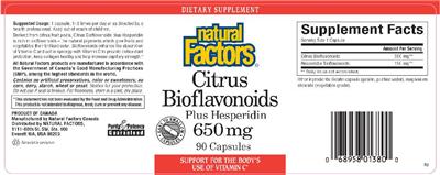 Photo of the Natural Factors Citrus Bioflavonoids Plus Hesperidin 650 mg label
