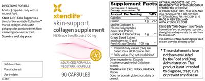 Photo of the Xtendlife Skin-Support label