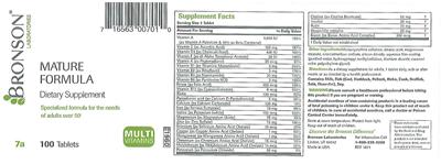 Photo of the Bronson Laboratories Mature Formula label