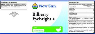 Photo of the New Sun Bilberry Eyebright + label
