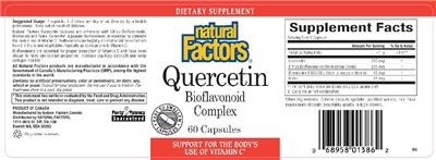 Photo of the Natural Factors Quercetin Bioflavonoid Complex label
