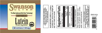 Photo of the Swanson Ultra Lutein 10 mg label
