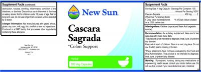 Photo of the New Sun Cascara Sagrada label