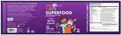 Photo of the Amazing Grass Kidz SuperFood Wild Berry Flavor label