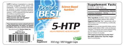 Photo of the Doctor's Best 5-HTP 100 mg label