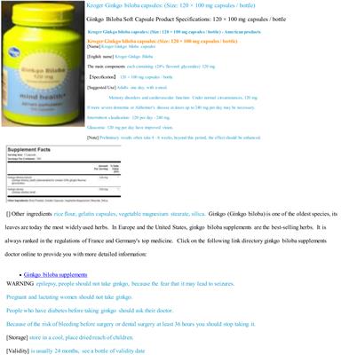 Photo of the Kroger Ginkgo Biloba 120 mg label