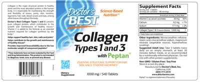 Photo of the Doctor's Best Collagen Types 1 and 3 with Peptan 1000 mg label