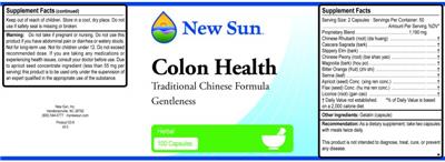 Photo of the New Sun Colon Health label