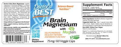 Photo of the Doctor's Best Brain Magnesium with Magtein label