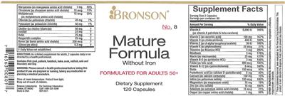 Photo of the Bronson Mature Formula Without Iron label