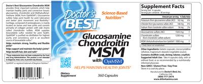 Photo of the Doctor's Best Glucosamine Chondroitin MSM With OptiMSM label