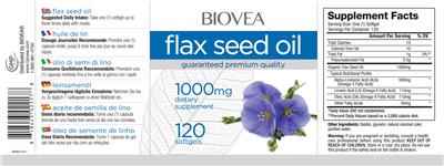 Photo of the BIOVEA Flax Seed Oil 1000 mg label