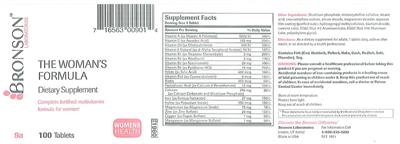 Photo of the Bronson Laboratories The Woman's Formula label