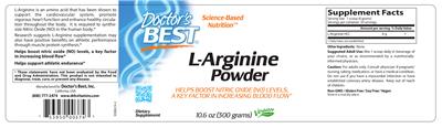 Photo of the Doctor's Best L-Arginine Powder label