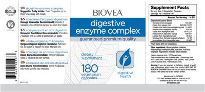 Photo of the BIOVEA Digestive Enzyme Complex label