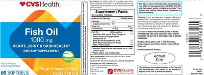 Photo of the CVS Health Fish Oil 1000 mg label