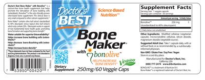 Photo of the Doctor's Best Bone Maker With Bonolive 250 mg label