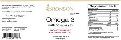Photo of the Bronson Omega 3 with Vitamin D label