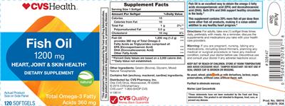 Photo of the CVS Health Fish Oil 1200 mg label