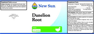Photo of the New Sun Dandelion Root label