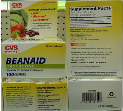 Product label for Beanaid