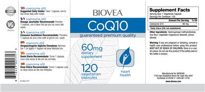 Photo of the BIOVEA CoQ10 60 mg label