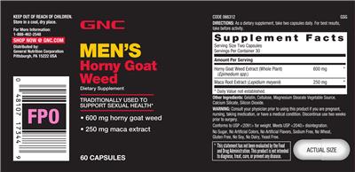 Photo of the GNC Men's Horny Goat Weed label