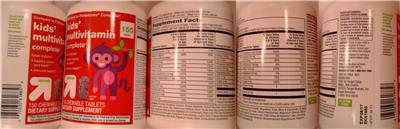Photo of the up&up Kids' Multivitamin Complete label