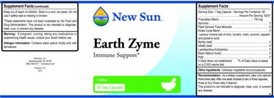 Photo of the New Sun Earth Zyme label