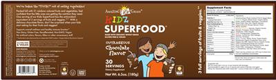 Photo of the Amazing Grass Kidz SuperFood Outrageous Chocolate Flavor label