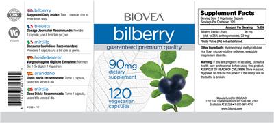 Photo of the BIOVEA Bilberry 90 mg label