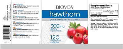 Photo of the BIOVEA Hawthorn 300 mg label