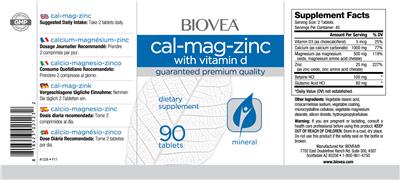 Photo of the BIOVEA Cal-Mag-Zinc label