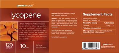 Photo of the NewtonEverett Lycopene 10 mg label