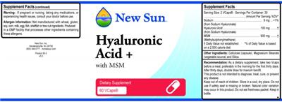 Photo of the New Sun Hyaluronic Acid + With MSM label