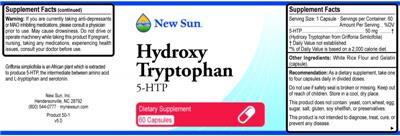 Photo of the New Sun Hydroxy Tryptophan label