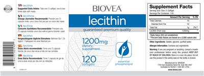 Photo of the BIOVEA Lecithin 1200 mg label