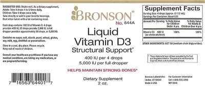 Photo of the Bronson Liquid Vitamin D3 label