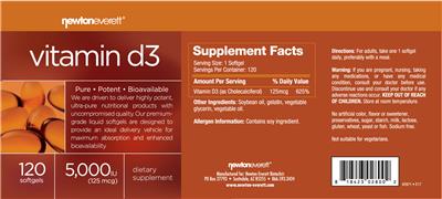 Photo of the NewtonEverett Vitamin D3 5,000 IU label