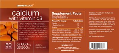 Photo of the NewtonEverett Calcium With Vitamin D3 label