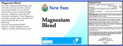 Photo of the New Sun Magnesium Blend label