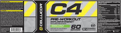 Photo of the Cellucor C4 Green Apple label