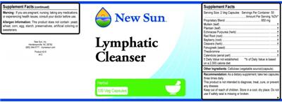 Photo of the New Sun Lymphatic Cleanser label