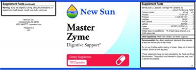Photo of the New Sun Master Zyme label
