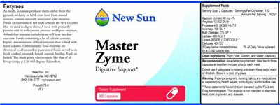 Photo of the New Sun Master Zyme label